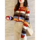 Loose-fit Rainbow-stripe Light Cardigan Red - One Size