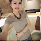 Short-sleeve Mesh Panel T-shirt