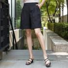 Slit-side Pleated Wide-leg Shorts