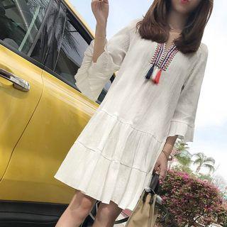 Tassel Detail 3/4-sleeve A-line Dress
