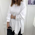 Round-neck Fray-hem T-shirt