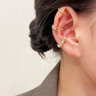 Set Of 3: Rhinestone Alloy Cuff Earring E4111 - Set - Gold - One Size
