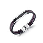 Fashion And Simple Geometric 316l Stainless Steel Leather Bracelet Silver - One Size