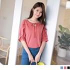 Gather-cuff Ruffle Short-sleeve Top