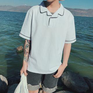 Couple Matching Contrast Trim Short-sleeve Polo Shirt