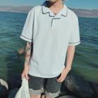 Couple Matching Contrast Trim Short-sleeve Polo Shirt