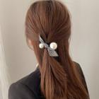 Faux Pearl Houndstooth Bow Hair Tie