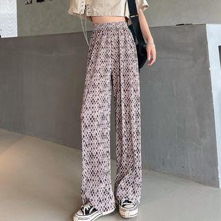 Patterned High Waist Wide Leg Pants (various Designs)