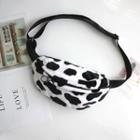 Cow Print Furry Sling Bag Black & White - One Size