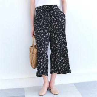 Cropped Wide-leg Floral Pants