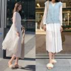 Plain Knit Vest / Plain Long-sleeve Loose-fit Dress