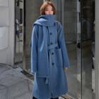 Single Breasted Long Coat With Scarf