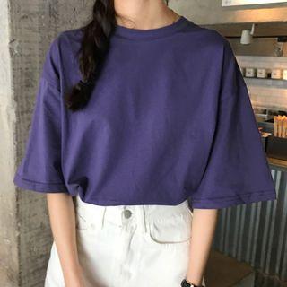 Elbow-sleeve Open Back Mock Two-piece T-shirt