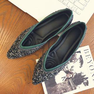 Sequined Contrast-trim Flats