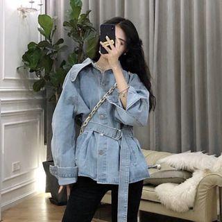 Denim Jacket With Belt One Size - One Size