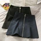 Stitched Zipper Mini Skirt