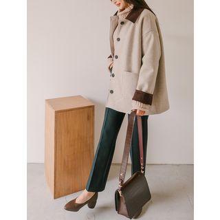 Corduroy-collar Single-breasted Jacket