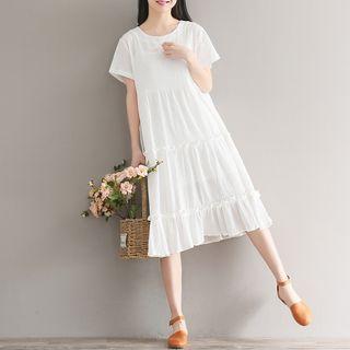 Tiered Elbow-sleeve Dress