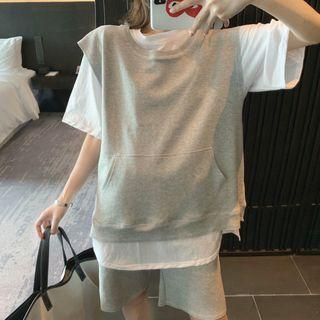 Plain Short-sleeve T-short / Vest Tank Top / Wide-leg Shorts