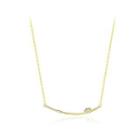 925 Sterling Silver Plated Gold Simple Geometric Bar Necklace With Cubic Zirconia Golden - One Size