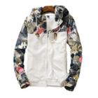 Floral Print Panel Zip Hooded Jacket
