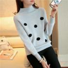 Polka Dot High-neck Thick Sweater