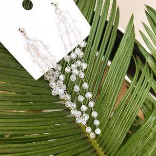 Beaded Cluster Drop Earrings White - One Size