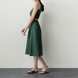 Cutout-back A-line Midi Dress