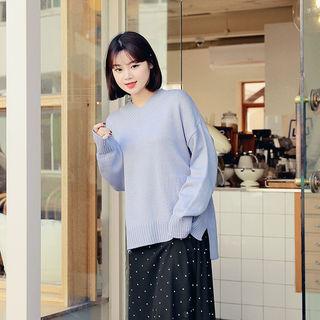 V-neck Pastel Color Sweater