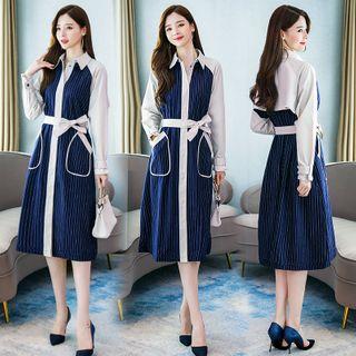 Two Tone Long Sleeve Trench Jacket