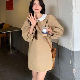 Balloon-sleeve Peter Pan Collar Mini Dress