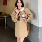 Balloon-sleeve Peter Pan Collar Mini Dress
