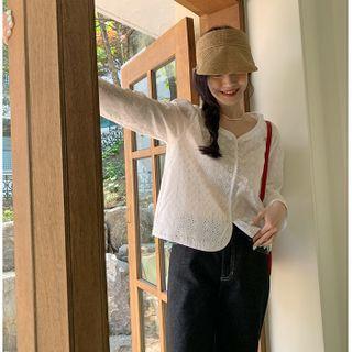 Eyelet-lace Cotton Cardigan