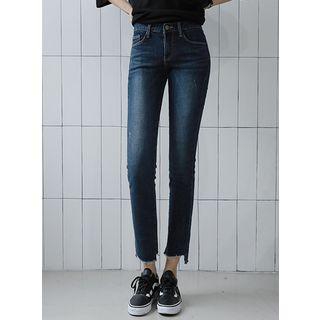 Fringe-cutout Semi Boot-cut Jeans