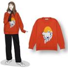 Printed Pullover Tangerine Red - One Size