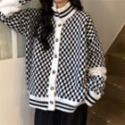 Checker Print Cardigan Check - White & Black - One Size