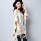 Fringed Elbow Sleeve Sweater