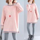 Cat Embroidered Mini Pullover Dress