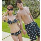 Couple Matching Set: Printed Bikini + Cover-up / Printed Swim Shorts