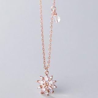 Rhinestone Snowflake Necklace Rose Gold - One Size
