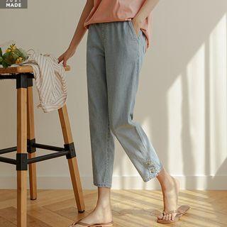 Button-side Baggy Summer Jeans