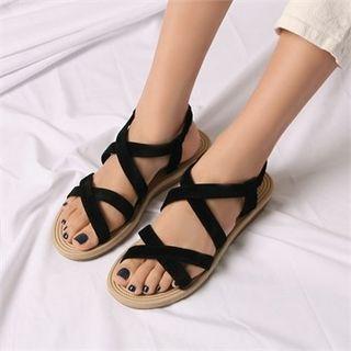 Faux-suede Cross-strap Espadrille Sandals