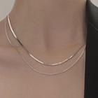 Layered Sterling Silver Choker 1 Pc - D626 - Silver - One Size