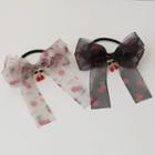 Cherry Print Mesh Bow Hair Tie