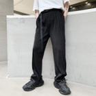 Belted Pinstripe Straight-leg Pants