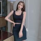 Set : Lace Sleeveless Top + Lace Skirt