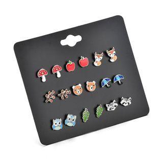 Set Of 9 Pairs: Cartoon Ear Stud