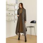 Single-breasted Herringbone Maxi Coat