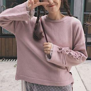 Plain Lace Up Detailed Pullover