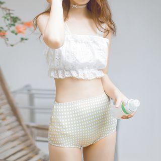 Set: Plaid Bikini + Lace Trim Cover-up
